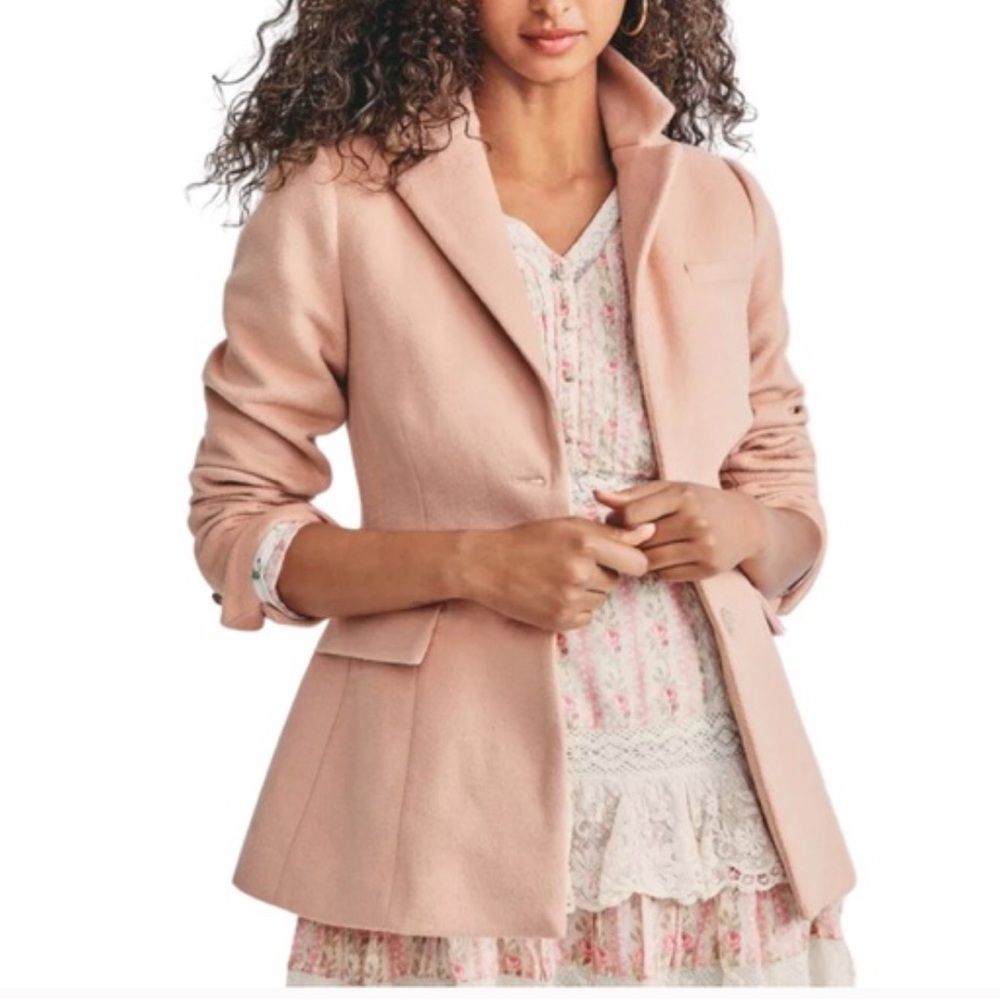 Loveshackfancy Lula Wool-Blend Blazer in Pink 0